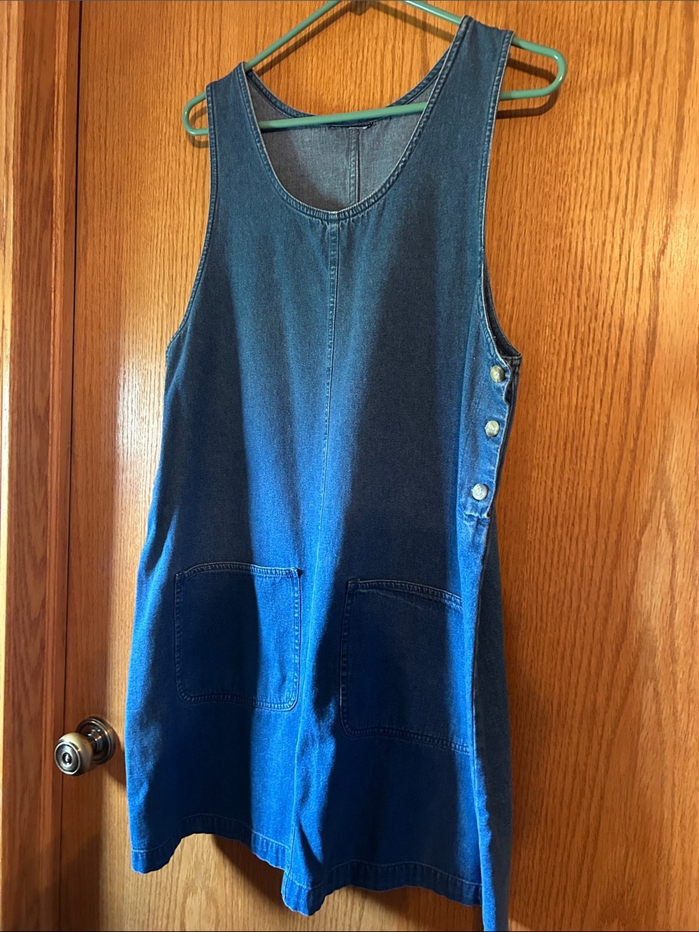 Denim Button-Side Jumper in Denim Blue